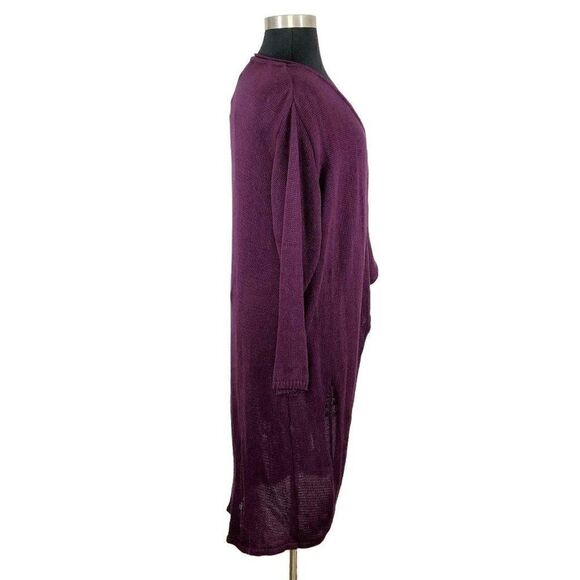 e Frequence 1 OS Purple Cardigan Sweater Art To Wear Lagenlook Boho Feathers - Picture 7 of 14